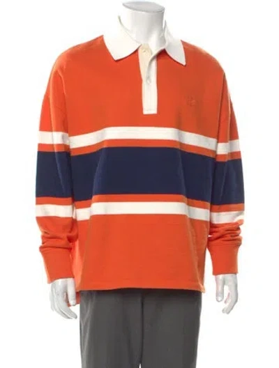 Pre-owned Loewe Colorblock Pattern V-neck Polo Shirt In Orange