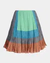 Loewe Colorblock Plisse Satin Circle Skirt In Multi