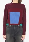 Loewe Colorblocked Cropped Sweater In Burgundy
