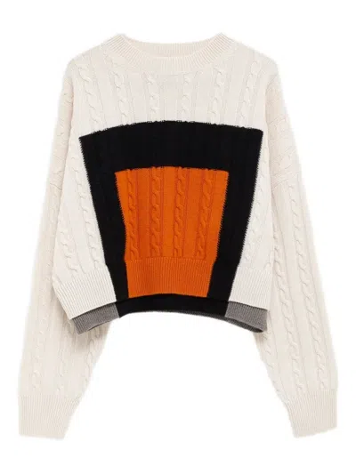 LOEWE COLOUR-BLOCK CABLE-KNIT SWEATER
