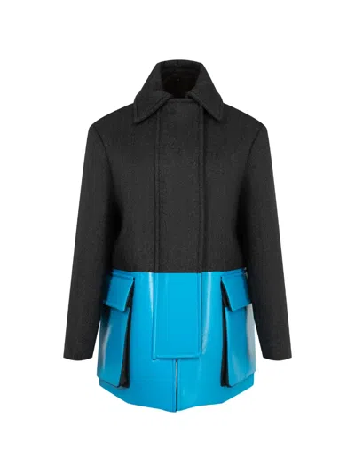 Loewe Colour-block Single-breasted Coat In Multi