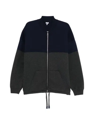 Loewe Colour-block Zip-up Cardigan In Blue