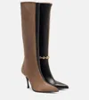 Loewe Comic Leather And Suede Knee-high Boots In Brown