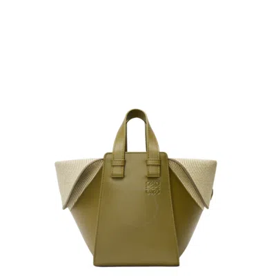 Loewe Compact Calfskin Hammock Bag In Green