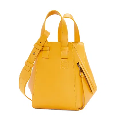 Loewe Compact Hammock Bag In Satin Calfskin In Yellow