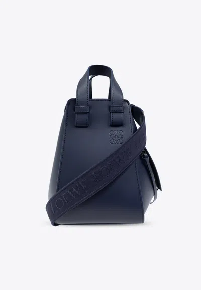 Loewe Compact Hammock Leather Crossbody Bag In Navy