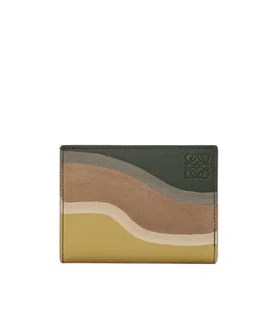 Loewe Compact Landscape Wallet In Aquarius Green/ochre Yellow
