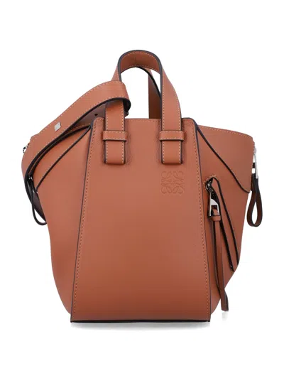 Loewe Compact Leather Hammock Bag In Tan