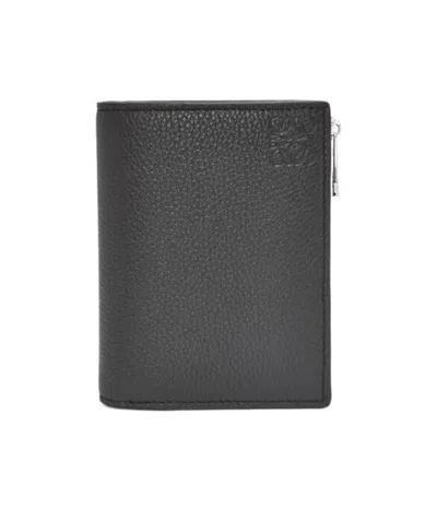 Loewe Compact Wallet In Soft Grained Calfskin In Black