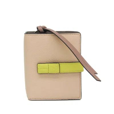 Pre-owned Loewe Compact Zip Wallet Beige Leather Wallet  ()
