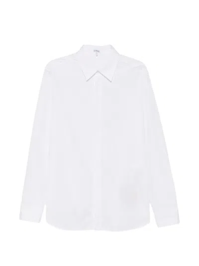 Loewe Concealed-placket Long-sleeve Shirt In White
