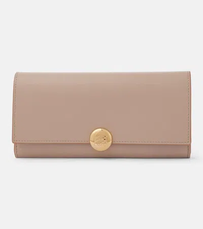 Loewe Continental Pebble Leather Wallet On Chain In Beige