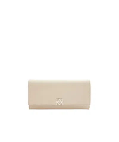 Loewe Continental Wallet In Pebble Grain Calf In Orange