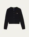 Loewe Contrast Anagram Cable Knit Crewneck Sweater In Black
