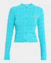 Loewe Contrast Anagram Cable Knit Crewneck Sweater In Blue