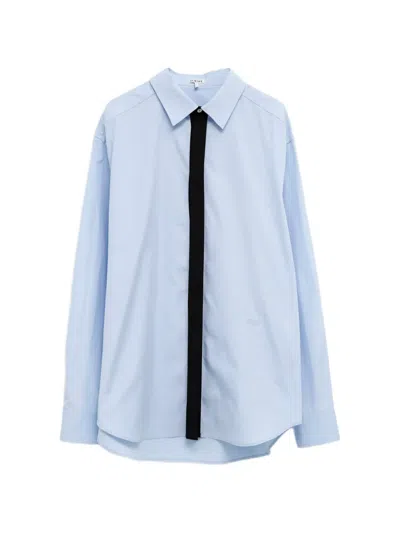 Loewe Contrast-placket Long-sleeve Shirt In Blue