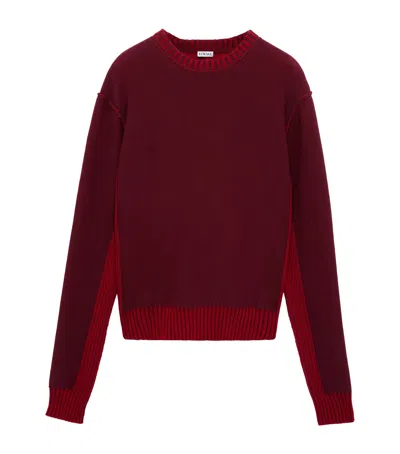 Loewe Contrast-trim Sweater In Burgundy