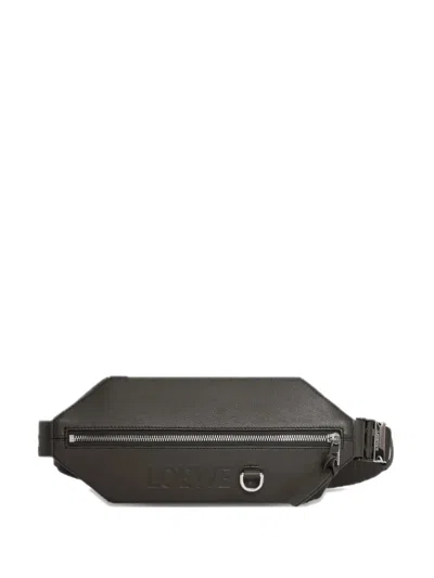 Loewe Convertible Leather Logo Bag In Gray