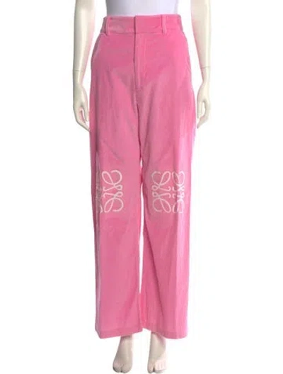 Pre-owned Loewe Corduroy Anagram Wide Leg Pants In Pink