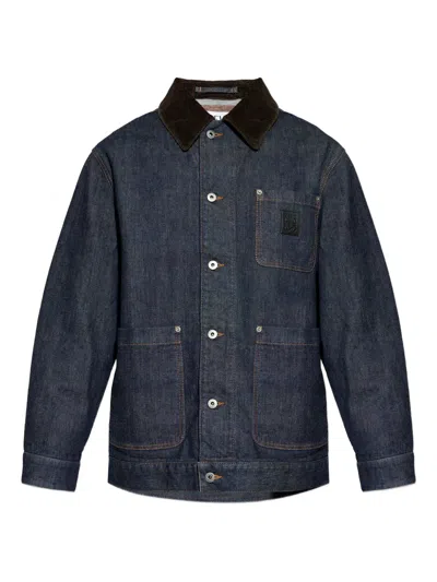 Loewe Corduroy-trimmed Denim Jacket In Blue