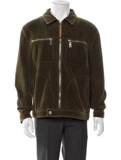 Pre-owned Loewe Corduroy Denim Trim Utility Jacket In Green