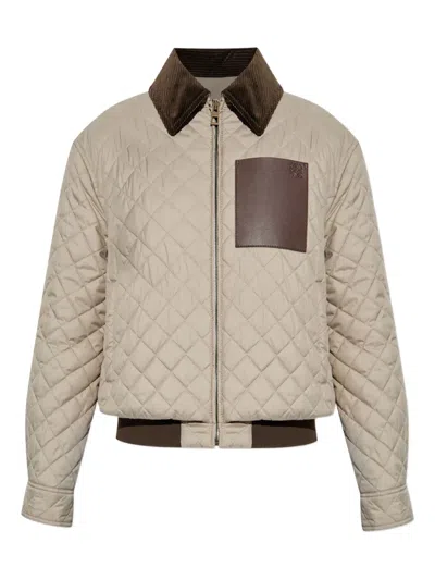 Loewe Corduroy-collar Quilted Barn Jacket In Neutral