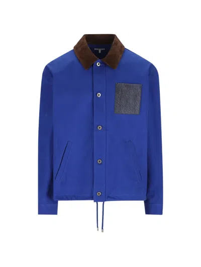 Loewe Corduroy-collar Anagram-patch Jacket In Blue