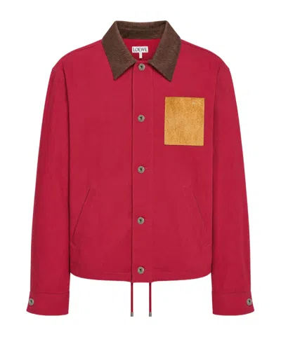 Loewe Corduroy-collar Cotton Jacket In Red