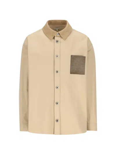 Loewe Corduroy-collar Embroidered Jacket In Brown