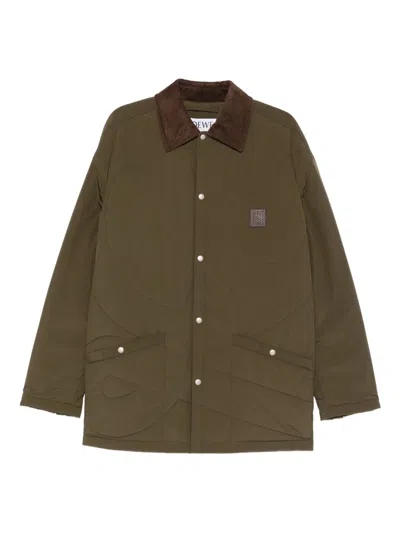 Loewe Quilted Polyester Jacket Collar Detail Pockets In Green