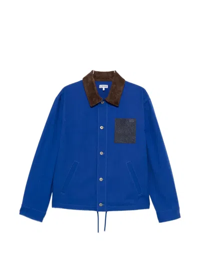 Loewe Corduroy-collar Patch-pocket Overshirt In Blue