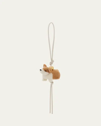 Loewe Corgi Felt And Calf Leather Bag Jewel In White