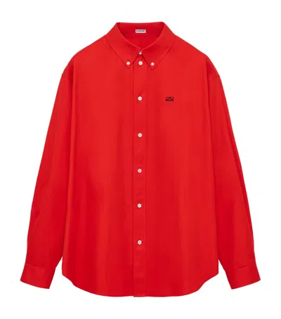 Loewe Cotton Anagram Embroidered Shirt In Gold
