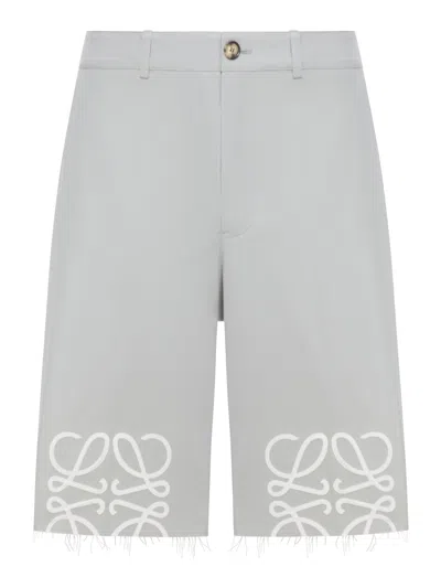 Loewe Cotton Anagram Shorts In Gray