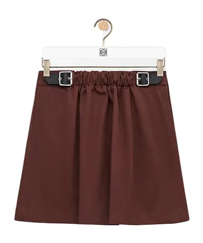 Loewe Cotton And Silk Belted Skirt In Brown