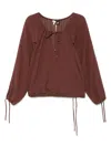 Loewe Cotton And Silk Blend Blouse In Brown