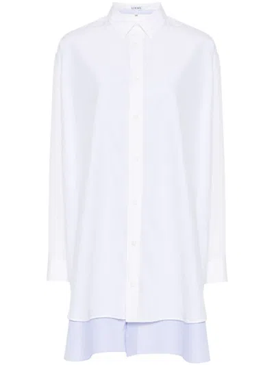 Loewe Women Cotton And Silk Blend Shirt Dress In White