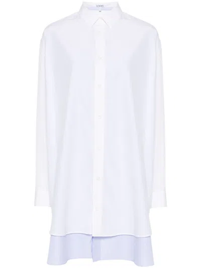 Loewe Cotton And Silk Blend Shirt Dress In White