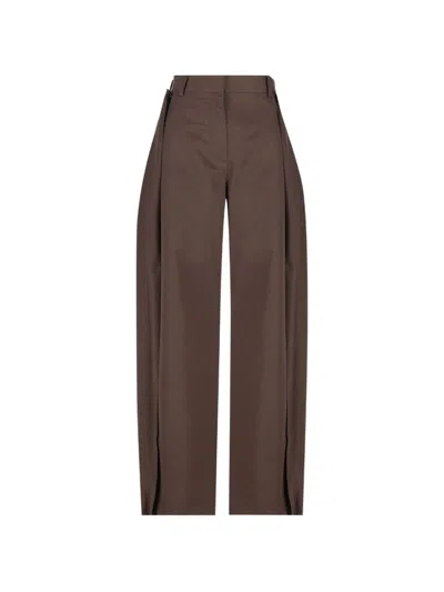 Loewe Cotton And Silk Blend Trousers In Brown