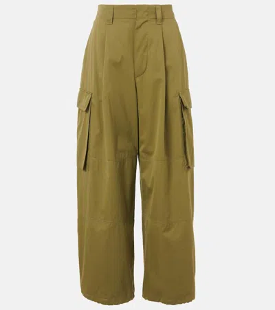 Loewe Cotton And Silk Cargo Pants In Green