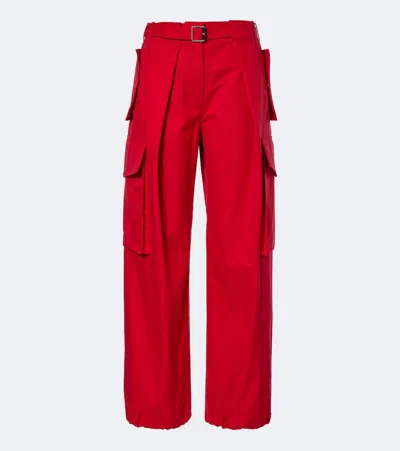 Loewe Cotton And Silk Cargo Pants In Red