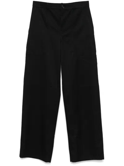 Loewe Cotton And Silk Cargo Trousers In Black