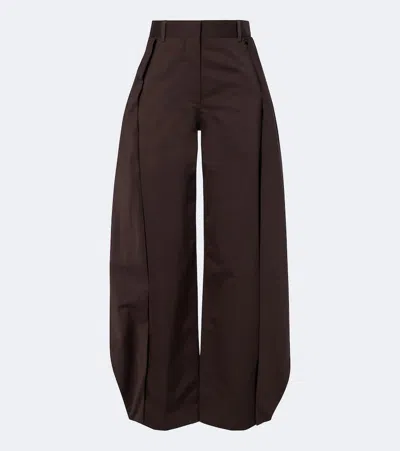 Loewe Cotton And Silk Gabardine Barrel-leg Pants In Brown