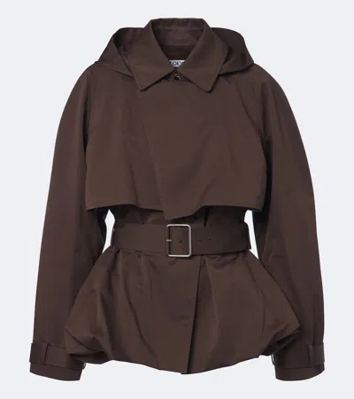Loewe Cotton And Silk Gabardine Jacket With A Balloon Silhouette In Brown
