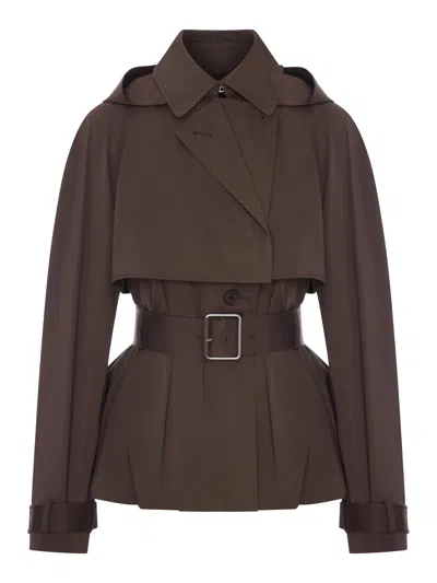 Loewe Cotton And Silk Gabardine Jacket With A Balloon Silhouette In Brown