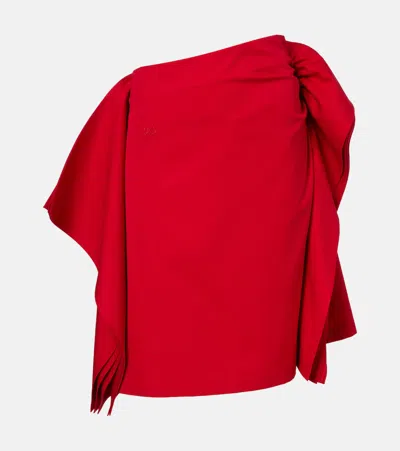 Loewe Cotton And Silk Gabardine Miniskirt In Red
