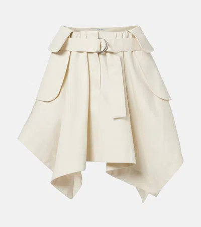 Loewe Cotton And Silk Gabardine Miniskirt In White