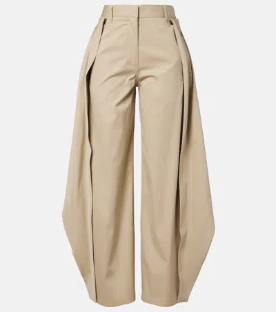 Loewe Cotton And Silk Gabardine Wide-leg Pants In Neutral