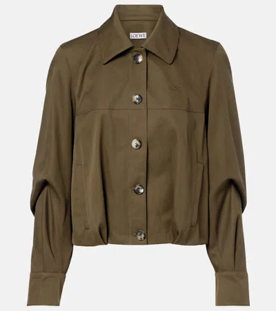 Loewe Embroidered Cotton And Silk-blend Jacket In Green