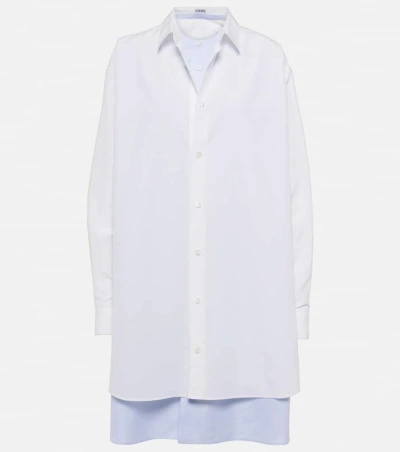 Loewe Women Cotton And Silk Blend Shirt Dress In White